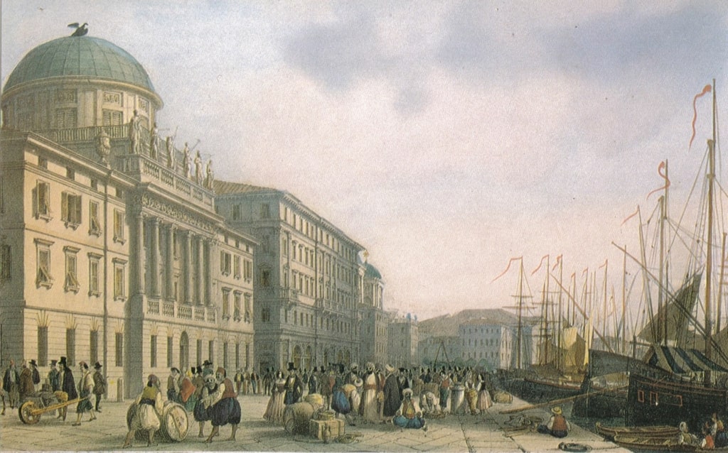 „A kikötő a Palazzo Carciotti előtt”, Giovanni Pividor, 1850